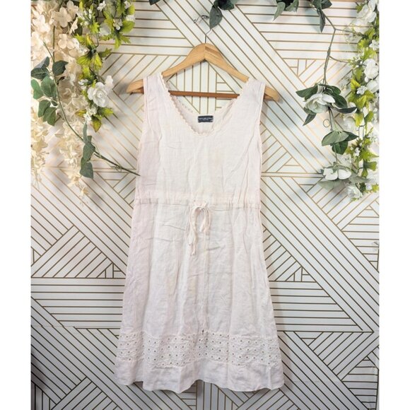 Terzo Millennio Italy Linen Dress PINK Sleeveless Hem Tie Back Womens S READ - Picture 1 of 8